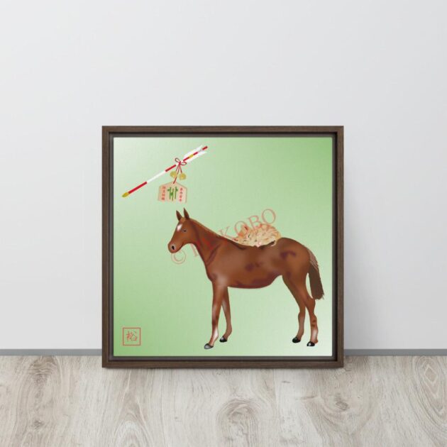 horse-cat-hamaya Framed canvas brown 01