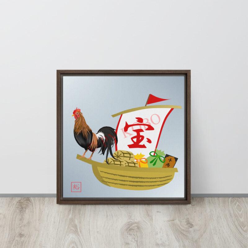 rooster-and-treasure-ship-framed-canvas-(in)-brown-16x16-front